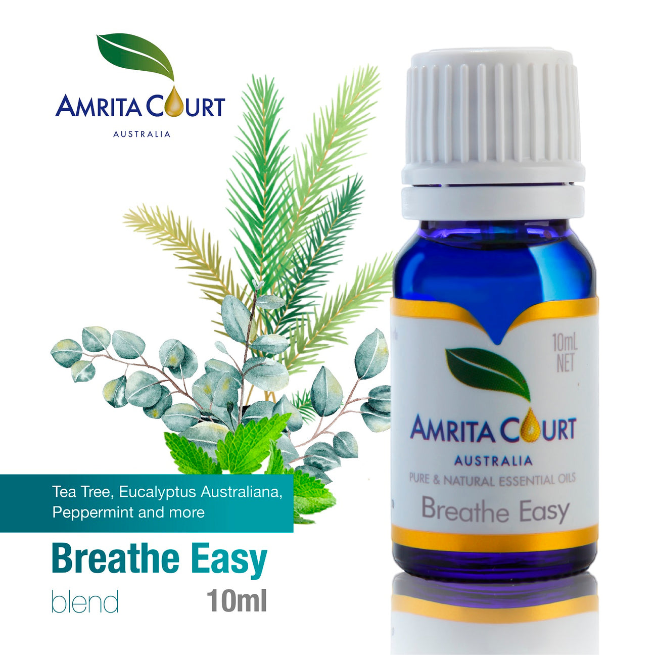 V760-A-1-195306-00 Amrita Court Pure and Essential Oils Breathe Easy 10ml - Image 1