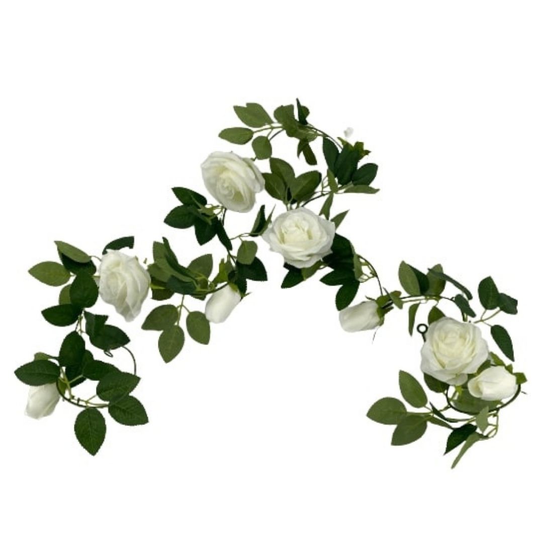 V77-1191290_1191290_1_1 Artificial White Rose Garland 190cm - Image 1