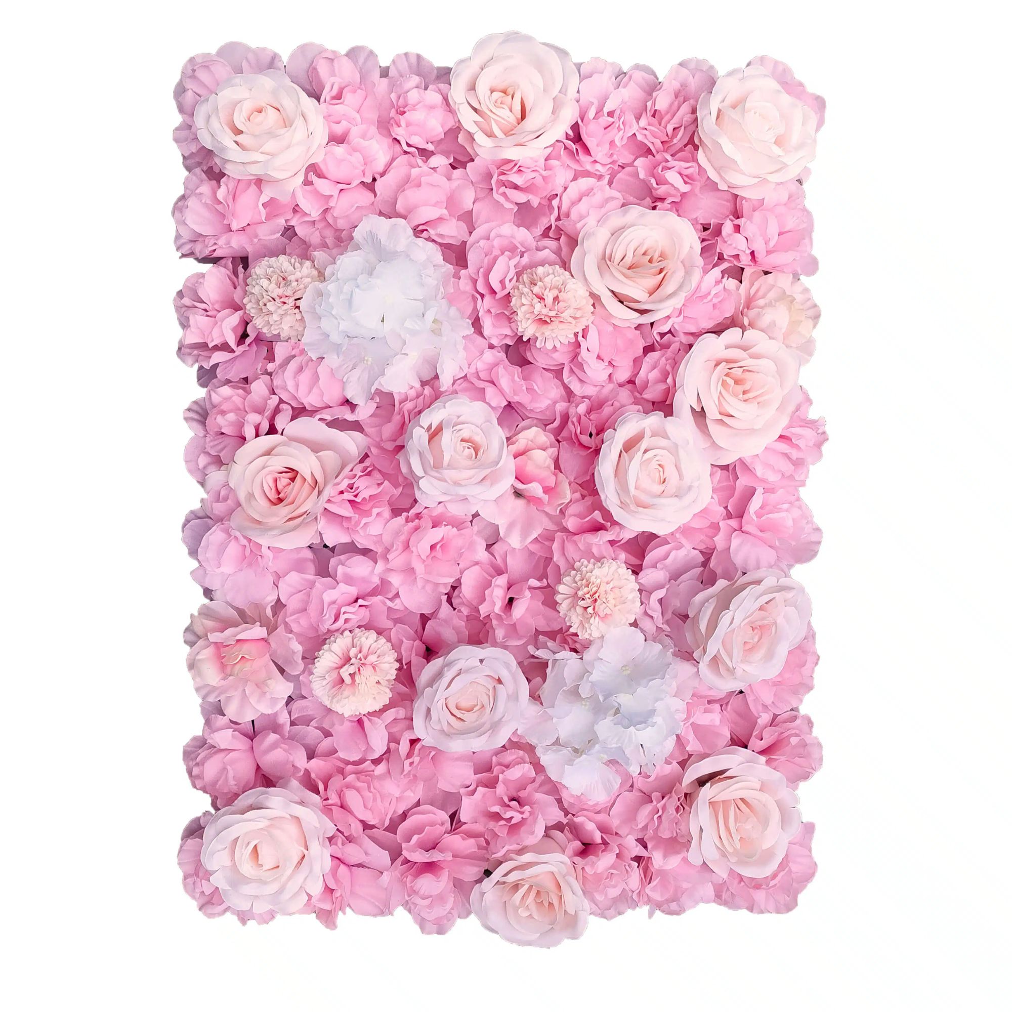 xr:d:DAEkD59r8M8:180,j:45269877425,t:23041605 Artificial Flower Wall Backdrop Panel 40cm X 60cm Mixed White & Cream & Pink Flowers - Image 1
