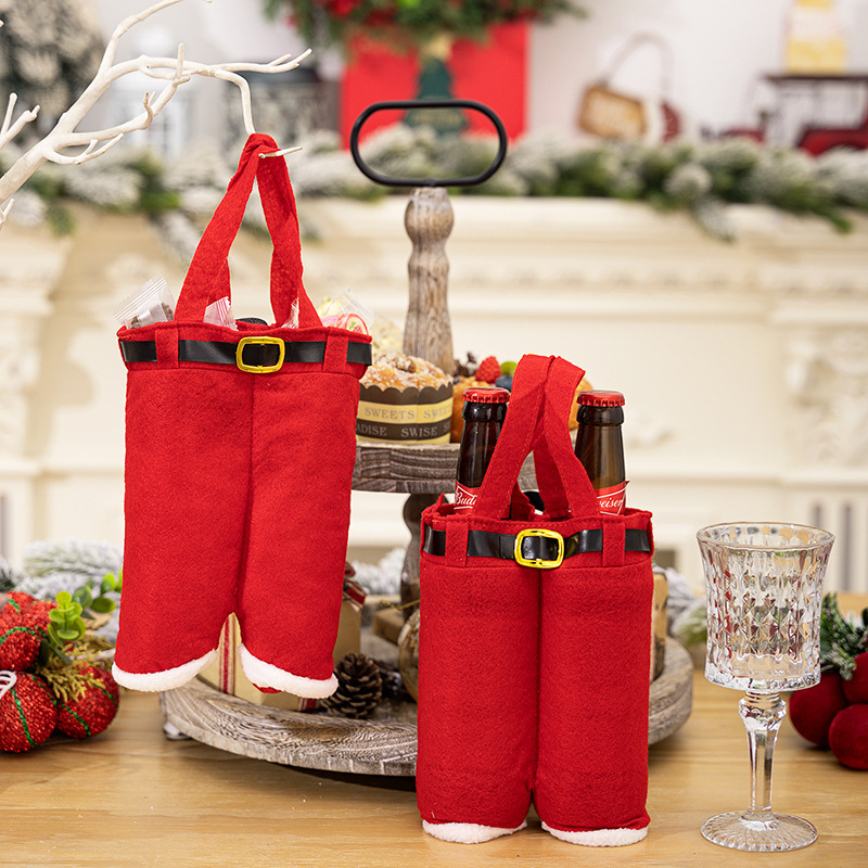 V888-ELOSUNG10359-204631-00 6pcs Big one Christmas Decoration Supplies, Christmas Pants, Gift Bags, Small Pants Candy Bags, Tote Bags, Wine Bottle Sets, Coke Bags - Image 1