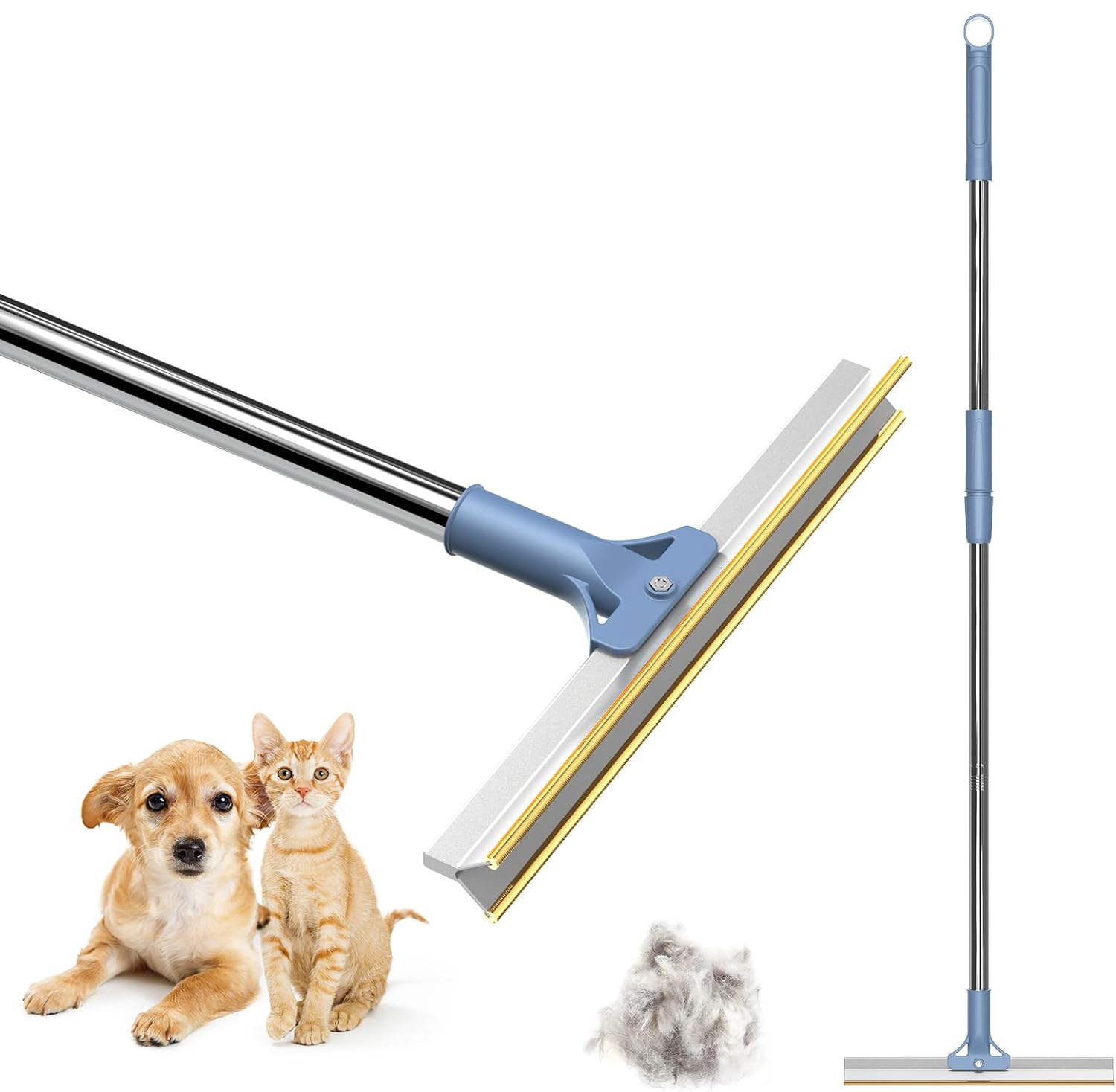 V888-ELOSUNG10438-204488-00 Pet Hair Remover Floor Squeegee with Extendable Handle ,Effective Fur and Hair Sweeper for Hard Floors - Image 1