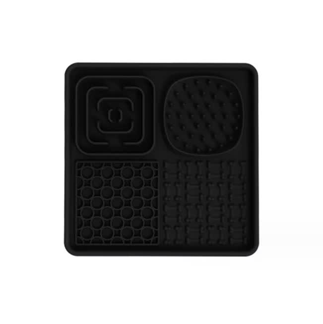 V888-ELOSUNG10452-204529-00 Multi-Functional Slow Feeder Mat for Dogs- Anti-Slip Lick Pad with Multiple Textures Square 2PCS (Black & Grey) - Image 1