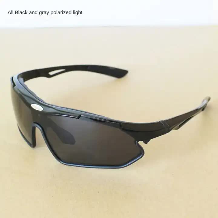 V888-ELOSUNG10555-205681-00 Multifunctional Cycling Glasses - Windproof and UV Protection Sports Eyewear Black - Image 1