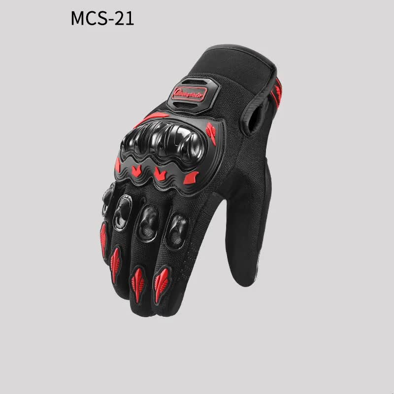 V888-ELOSUNG10566-205773-00 High-Performance Motorcycle Riding Gloves with Hard Knuckle Protection - Anti-Slip, Touchscreen Compatible, Neon Accents (Red,M size) - Image 1