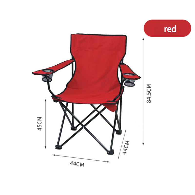 V888-ELOSUNG10685-205823-00 2pcs Red Portable Folding Camping Chair with Armrests and Cup Holder - Image 1
