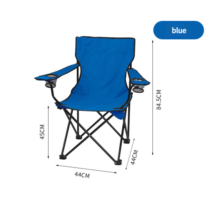 V888-ELOSUNG10686-205824-00 2pcs Blue Portable Folding Camping Chair with Armrests and Cup Holder - Image 1