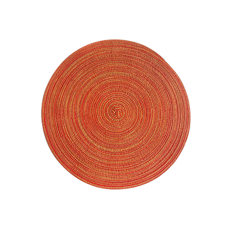 V888-ELOSUNG10748-205625-00 Round Woven Placemats -Colorful Braided Table Mats for Dining & Home Decor 11cm 10pcs orange - Image 1