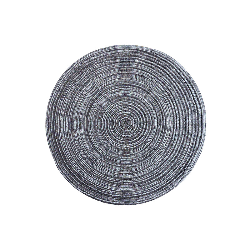 V888-ELOSUNG10762-205639-00 Round Woven Placemats -Colorful Braided Table Mats for Dining & Home Decor 30cm 10pcs grey - Image 1