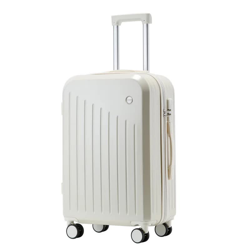 V888-ELOSUNG10775-205832-00 Smart Carry-On Luggage with Cup Holder & USB Charging Port - White Color Spinner Suitcase for Travel Convenience 20 inch - Image 1