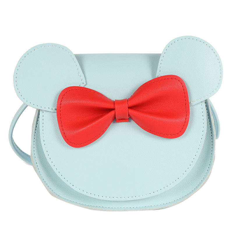 V888-ELOSUNG10869-205876-00 Adorable Bow Bear Crossbody Bag for Kids - Blue Small Shoulder Bag 13*13*5cm - Image 1