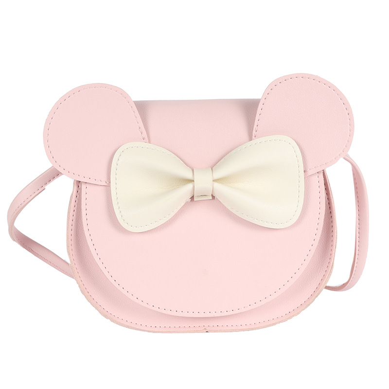 V888-ELOSUNG10876-205869-00 Adorable Bow Bear Crossbody Bag for Kids - Pink Small Shoulder Bag 13*13*5cm - Image 1