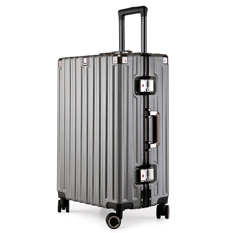 V888-ELOSUNG11014-206405-00 Aluminum Alloy Hard-Shell Suitcase with TSA Lock -22" Spinner Luggage in Grey - Image 1