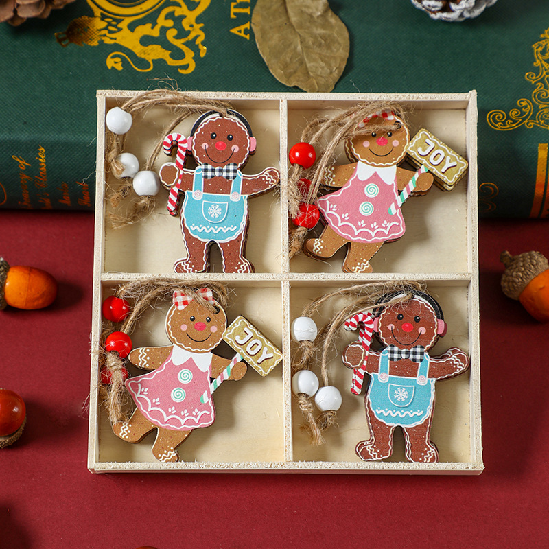 V888-ELOSUNG11091-206378-00 (2 set)Christmas Gingerbread Ornaments Set - Festive Wooden Decorations for Tree, Set of 12 - Image 1