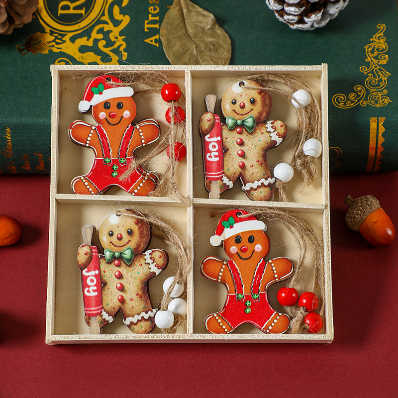 V888-ELOSUNG11092-206379-00 (2 set)Christmas Gingerbread Ornaments Set - Festive Wooden Decorations for Tree, Set of 12 - Image 1