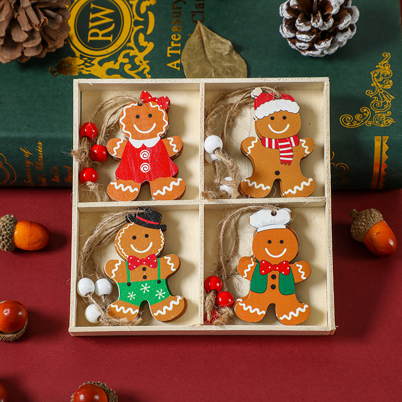 V888-ELOSUNG11093-206380-00 (2 set)Christmas Gingerbread Ornaments Set - Festive Wooden Decorations for Tree, Set of 12 - Image 1