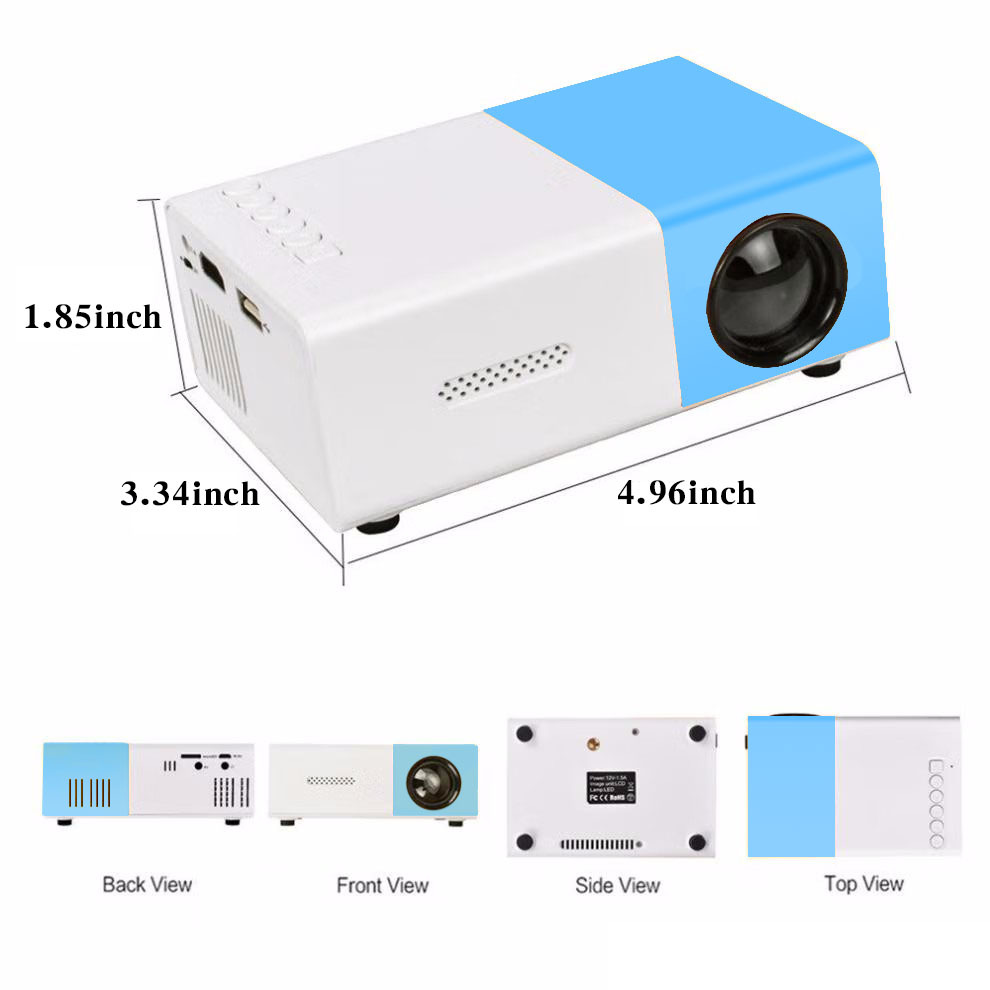 V888-ELOSUNG11142-206946-00 Mini Home Portable Cinema Projector - LED Compact Entertainment Projector for Movies & Gaming (White+blue) - Image 1
