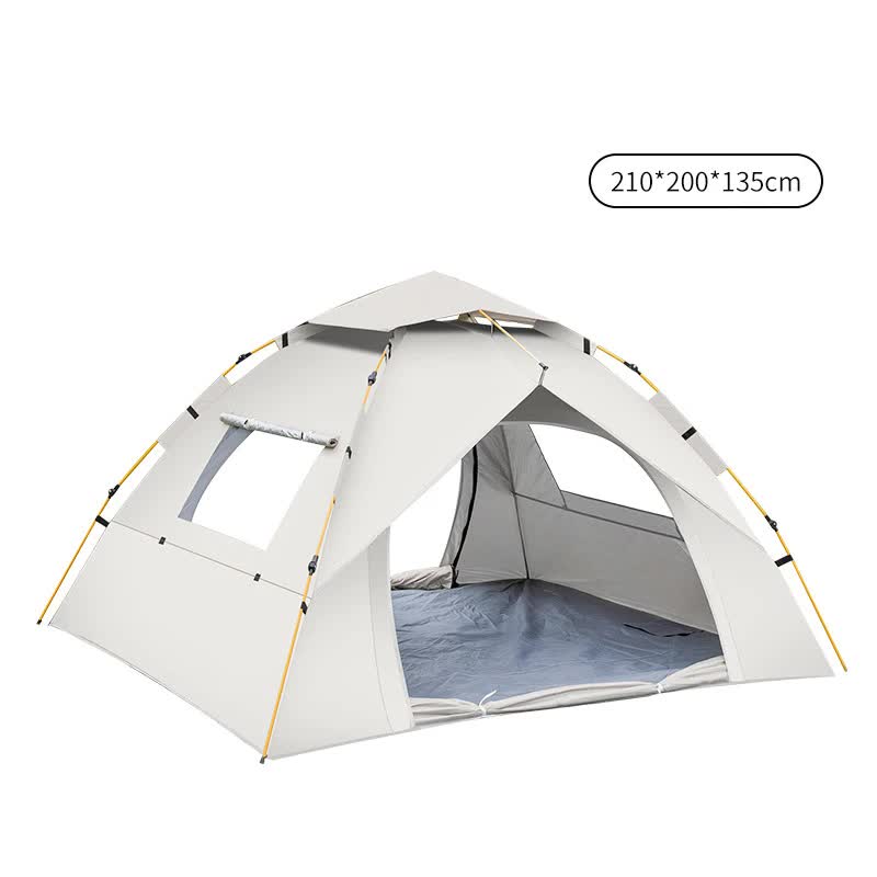 V888-ELOSUNG11290-208895-00 Beige 3-4 Person Lightweight Camping Tent (210*200*135cm) | UV Protection Silver Coated, Dual Doors & Windows - Image 1