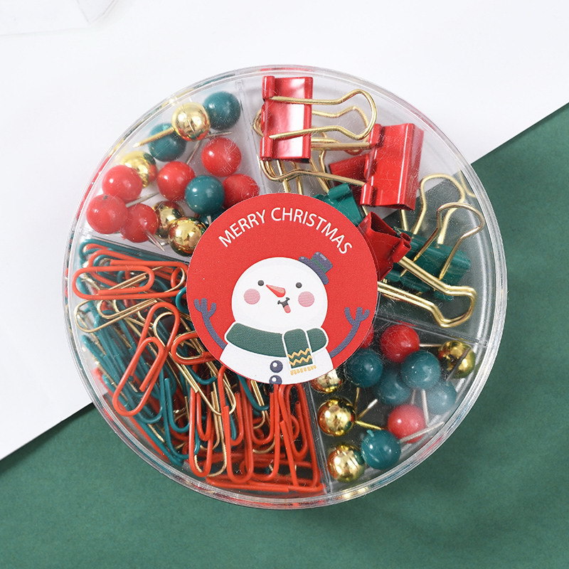 V888-ELOSUNG11327-209248-00 B41025 Christmas Stationery Set - Festive Binder Clips, Paper Clips, and Push Pins in Holiday Colors(2 set) - Image 1