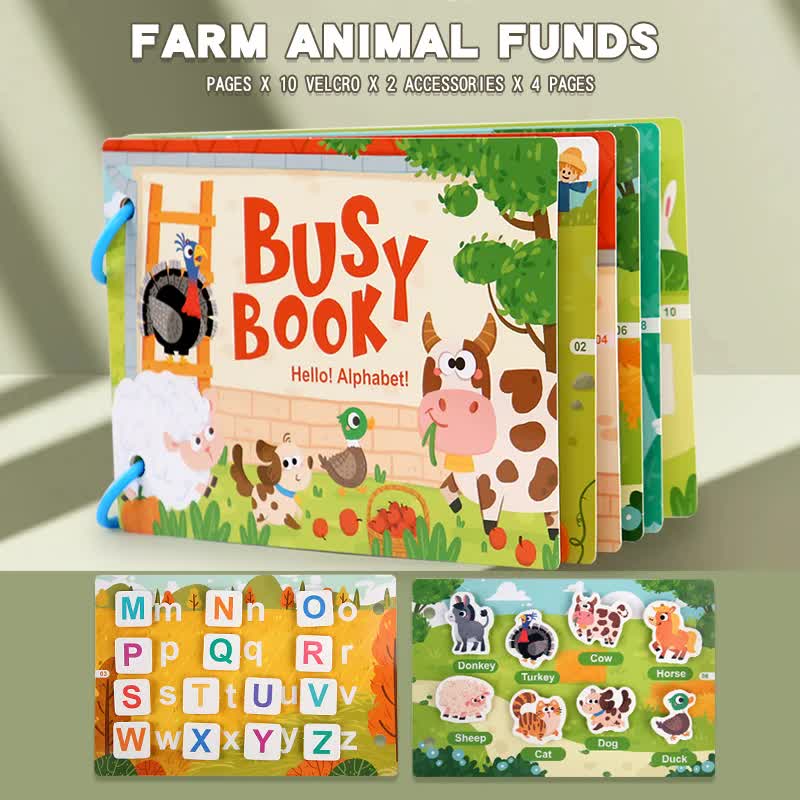 V888-ELOSUNG11379-209337-00 Themed Busy Book Set - Educational Activity Books for Preschool Learning (Farm, Vehicles, Dinosaurs, Ocean, and Forest,5 books in total) - Image 1