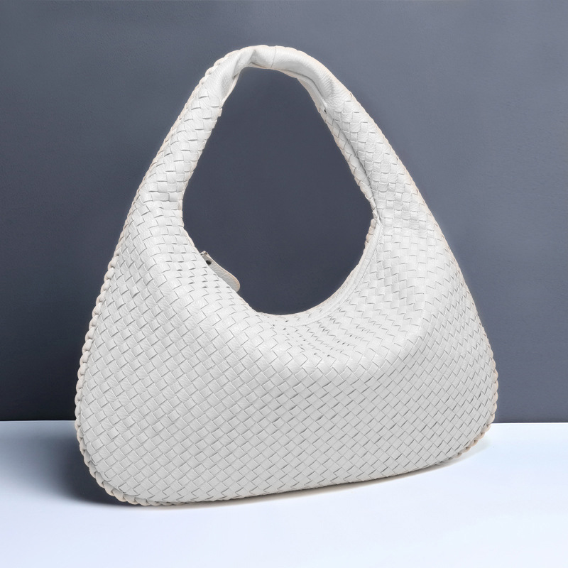 V888-ELOSUNG11523-209444-00 White Elegant Woven PU Leather Hobo Bag - Stylish Large-Capacity Shoulder Handbag for Women - Image 1