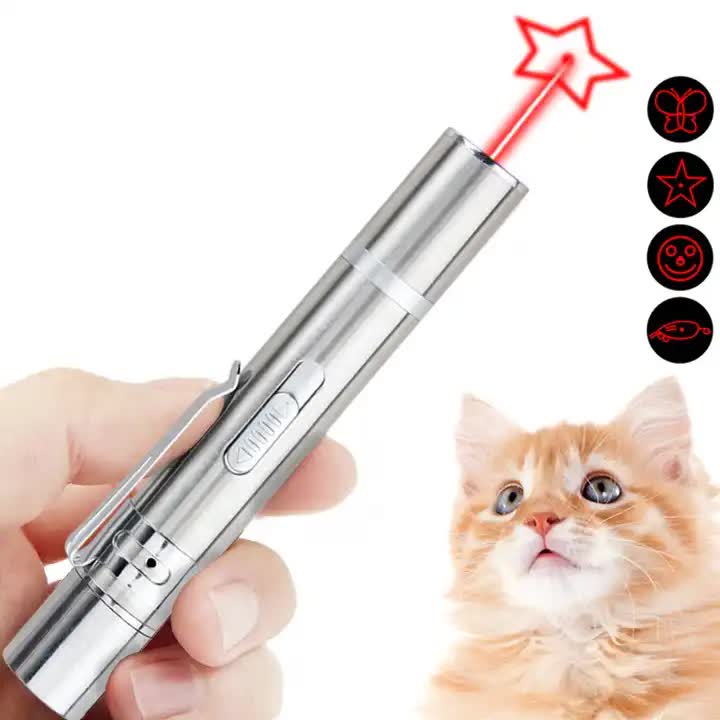 V888-ELOSUNG11625-209598-00 2PCS USB Rechargeable Multifunctional Laser Pointer for Cats - Interactive Toy with Star and Butterfly Patterns - Image 1