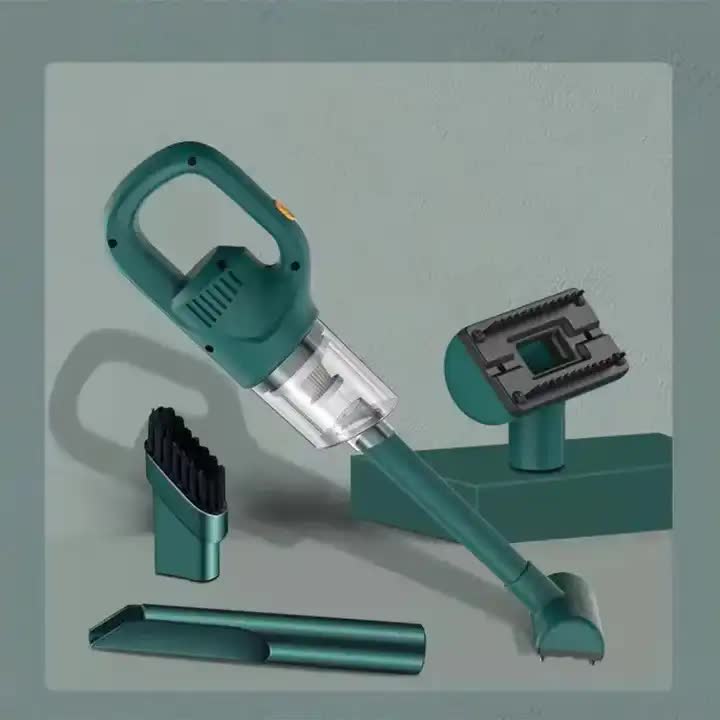 V888-ELOSUNG11677-209693-00 Green Portable Cordless Vacuum Cleaner - 120W, 10KPa Suction, 2000mAh Battery, Lightweight Design, with Soft Brush Attachment - Image 1