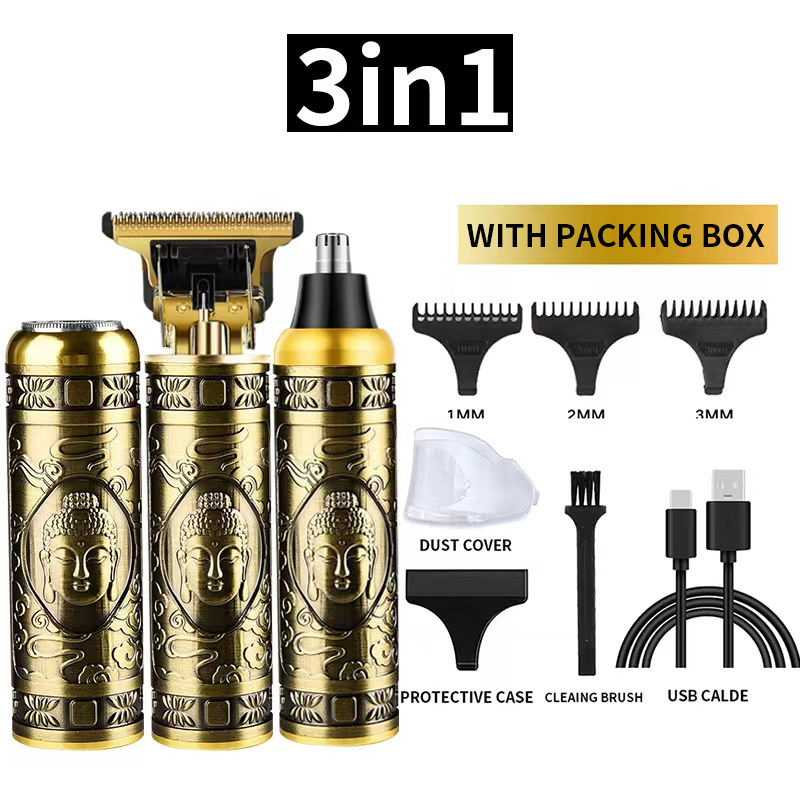 V888-ELOSUNG11693-209761-00 3-in-1 Professional Hair Clipper Set - Rechargeable Beard Trimmer, Nose Hair Trimmer, and Electric Shaver with USB Cable, Cleaning Brush, and Attachments - Image 1