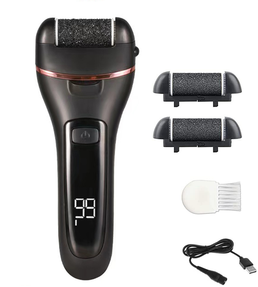 V888-ELOSUNG11702-209770-00 Black Rechargeable Electric Foot File Callus Remover with LED Display and USB Charging - Image 1
