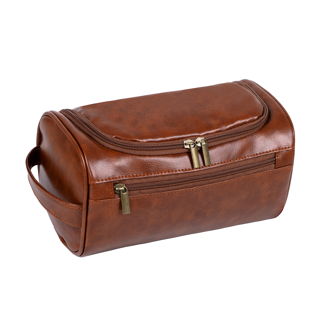 V888-ELOSUNG11753-209874-00 Brown Large Capacity Travel Toiletry Bag - Portable Waterproof Makeup Organizer for Business & Vacation - Image 1