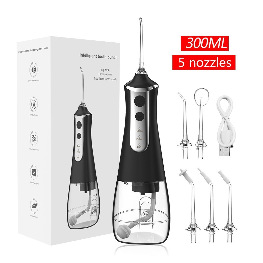 V888-ELOSUNG11762-209861-00 L10 Black Portable Handheld Electric Water Flosser - Rechargeable Teeth Cleaner for Home Use - Image 1