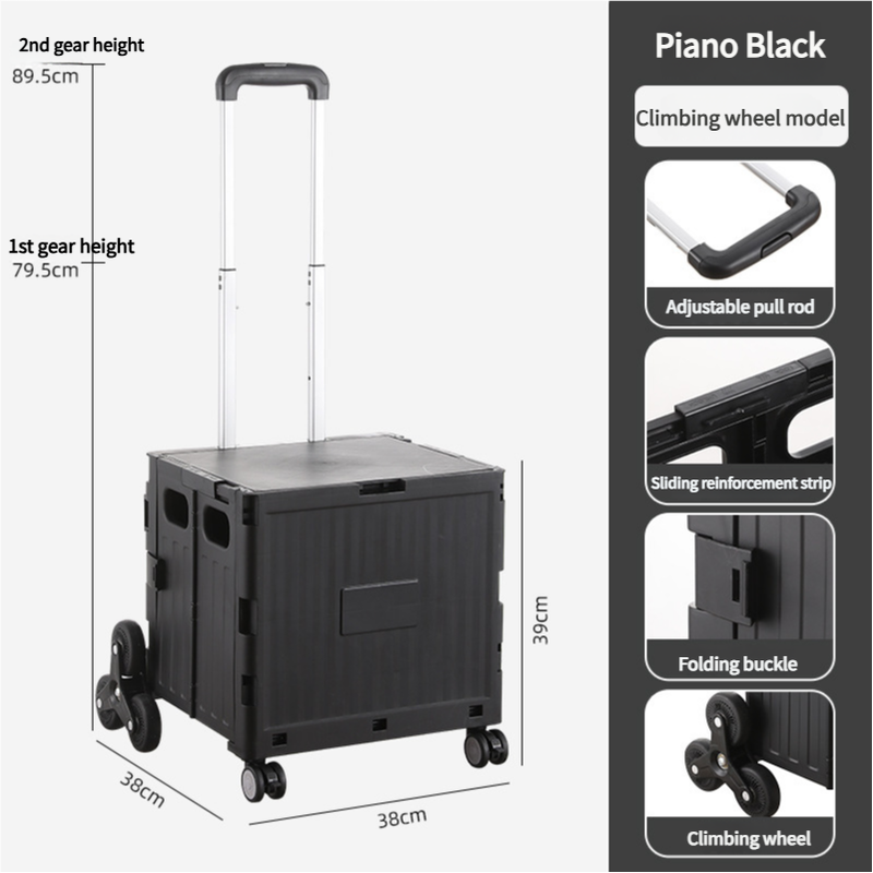 V888-ELOSUNG11817-209949-00 Nordic Black Climbing Wheel Folding Cart - Compact and Durable for Outdoor Camping and Picnics - Image 1