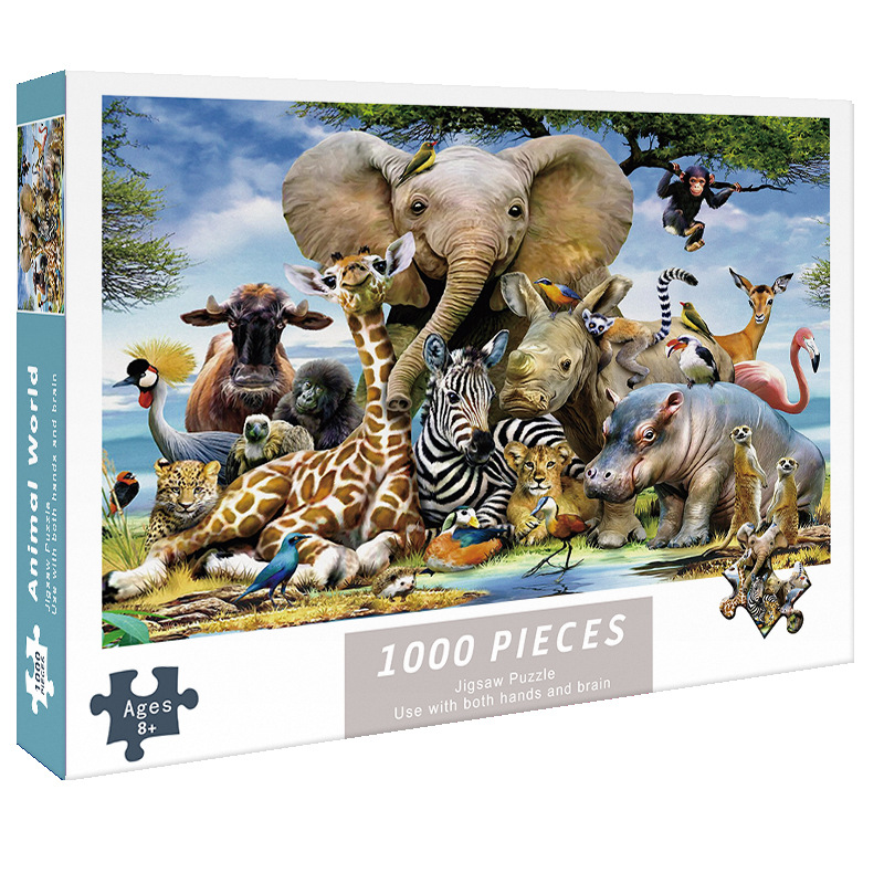V888-ELOSUNG11834-210087-00 (2 PCS) 1000-Piece Animal World Jigsaw Puzzle - High Difficulty Stress-Relief Toy - Image 1