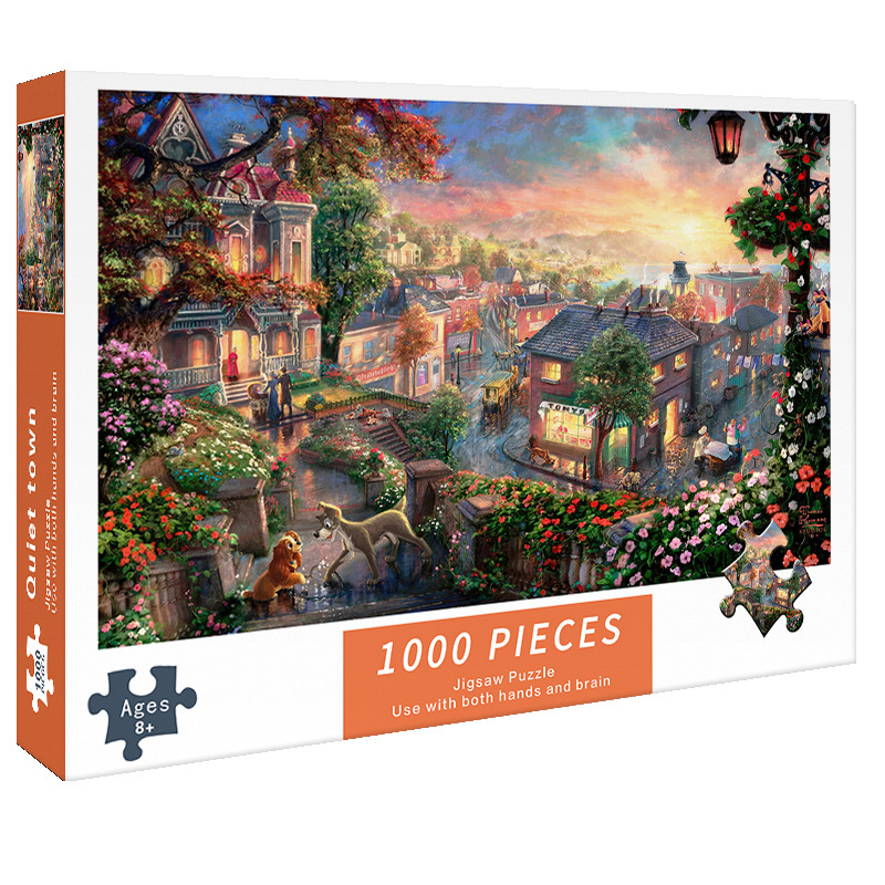V888-ELOSUNG11859-210114-00 (2 PCS) 1000-Piece Quiet Town Jigsaw Puzzle - High Difficulty Stress-Relief Toy - Image 1
