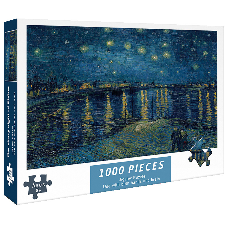 V888-ELOSUNG11865-210120-00 (2 PCS) 1000-Piece Rhone Starry Night Jigsaw Puzzle - High Difficulty Stress-Relief Toy - Image 1