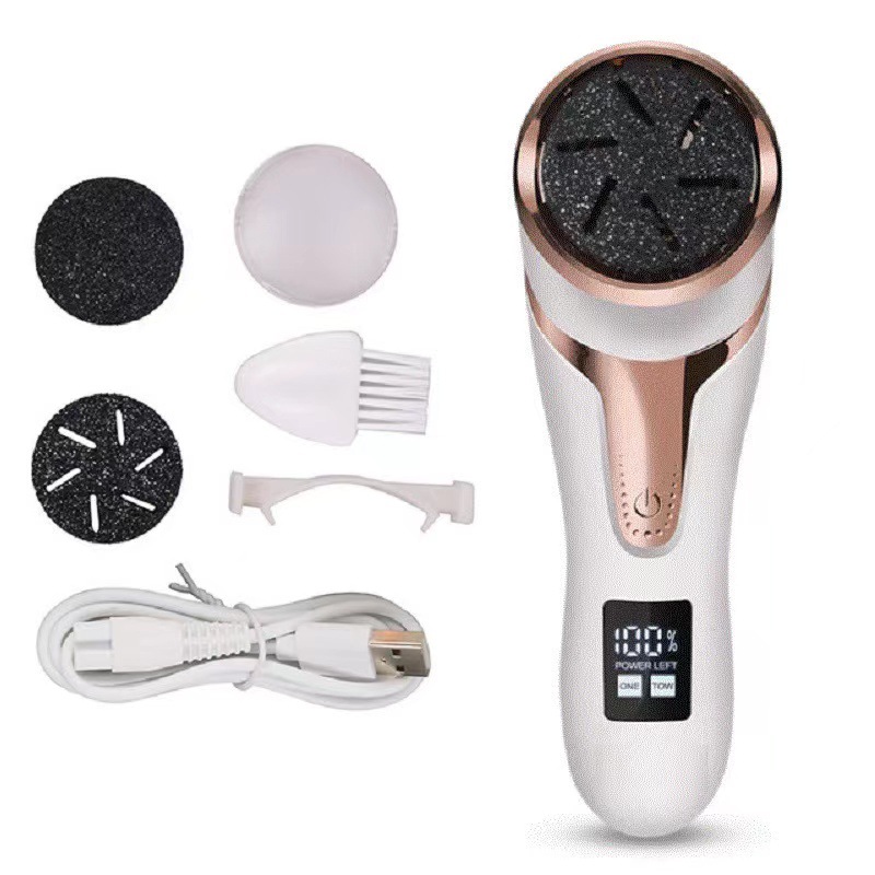 V888-ELOSUNG11980-211120-00 White Electric Foot Callus Remover - Rechargeable Waterproof Pedicure Tool with Automatic Dead Skin Removal - Image 1