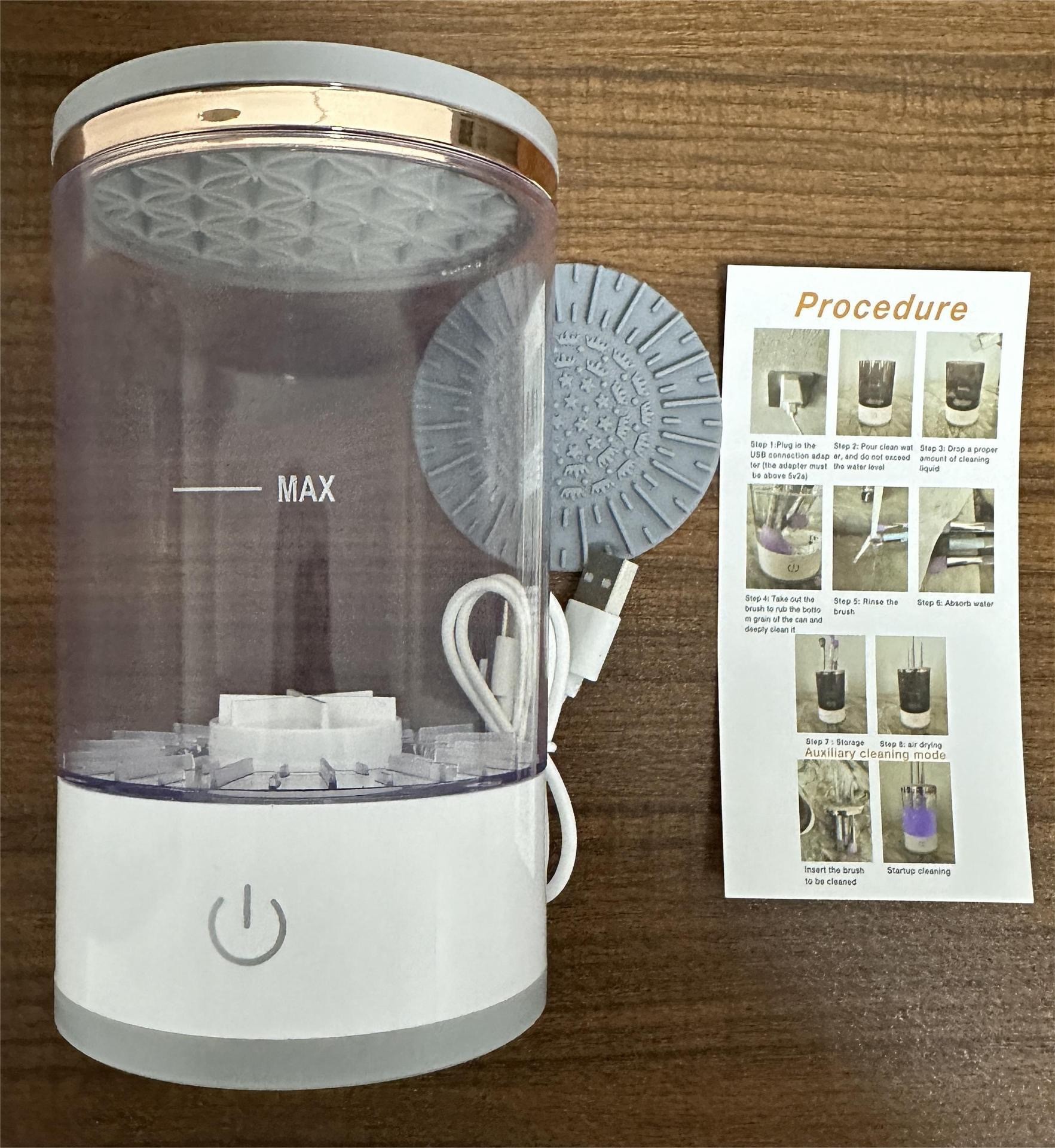 V888-ELOSUNG11982-211267-00 Transparent USB-Powered Automatic Makeup Brush Cleaner - Fast, Hygienic, and Easy-to-Use Brush Cleaning Machine - Image 1