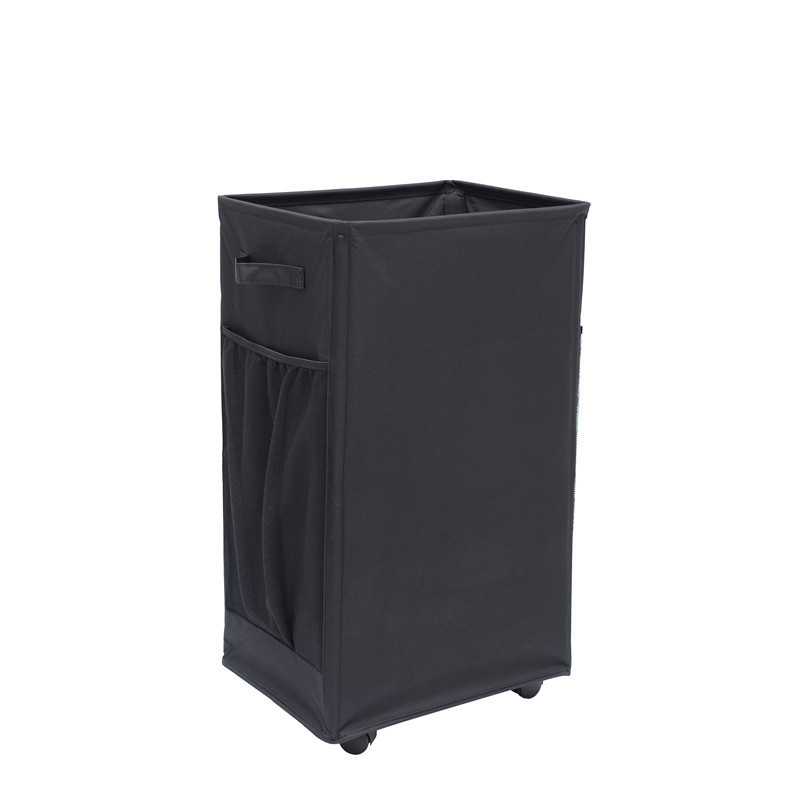 V888-ELOSUNG12316-211466-00 Black Foldable Yoga Storage Basket, Oxford Fabric Laundry Hamper, Multi-Purpose Organizer for Toys and Bathroom Essentials - Image 1