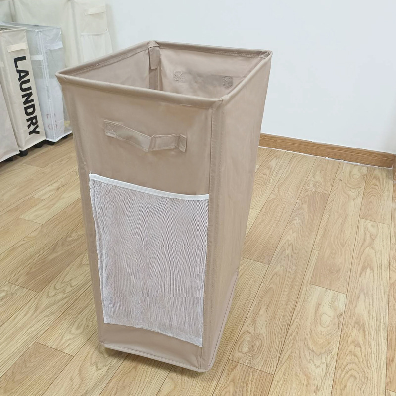 V888-ELOSUNG12317-211467-00 Khaki Foldable Yoga Storage Basket, Oxford Fabric Laundry Hamper, Multi-Purpose Organizer for Toys and Bathroom Essentials - Image 1