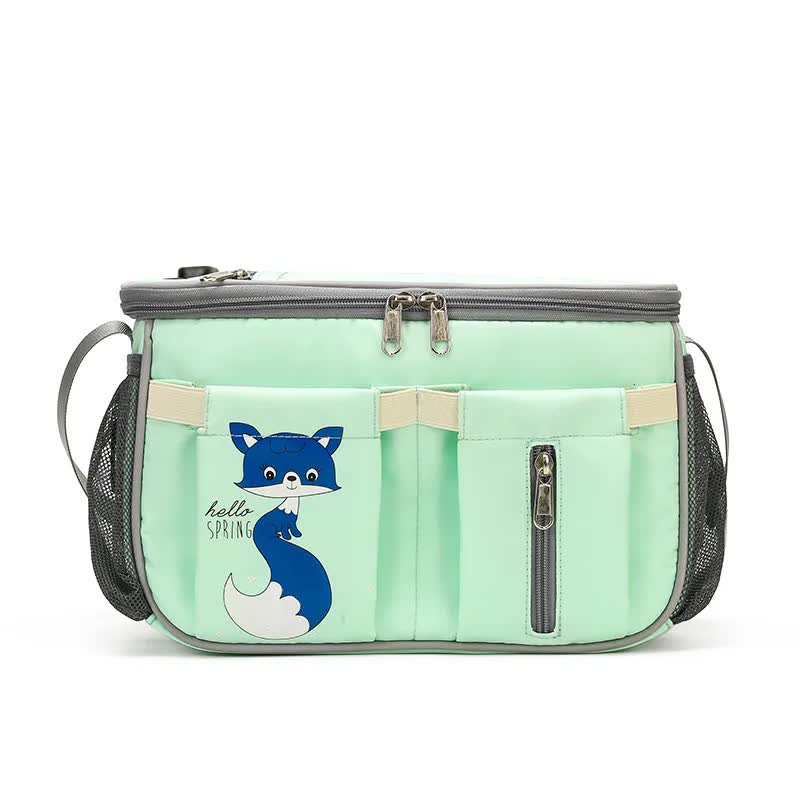 V888-ELOSUNG12519-212252-00 Green Stroller Organizer Bag - Multi-Functional Baby Bag with Touchscreen Window, USB Port, and Bottle Holders - Image 1