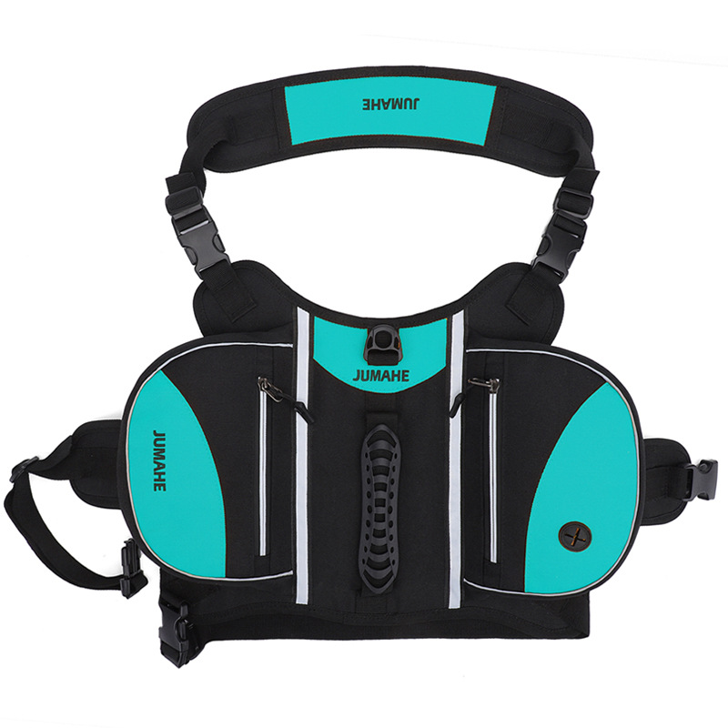 V888-ELOSUNG12577-212342-00 Blue Reflective Dog Saddle Harness with Storage Bags - Adjustable Pet Backpack for Outdoor Adventures - Image 1