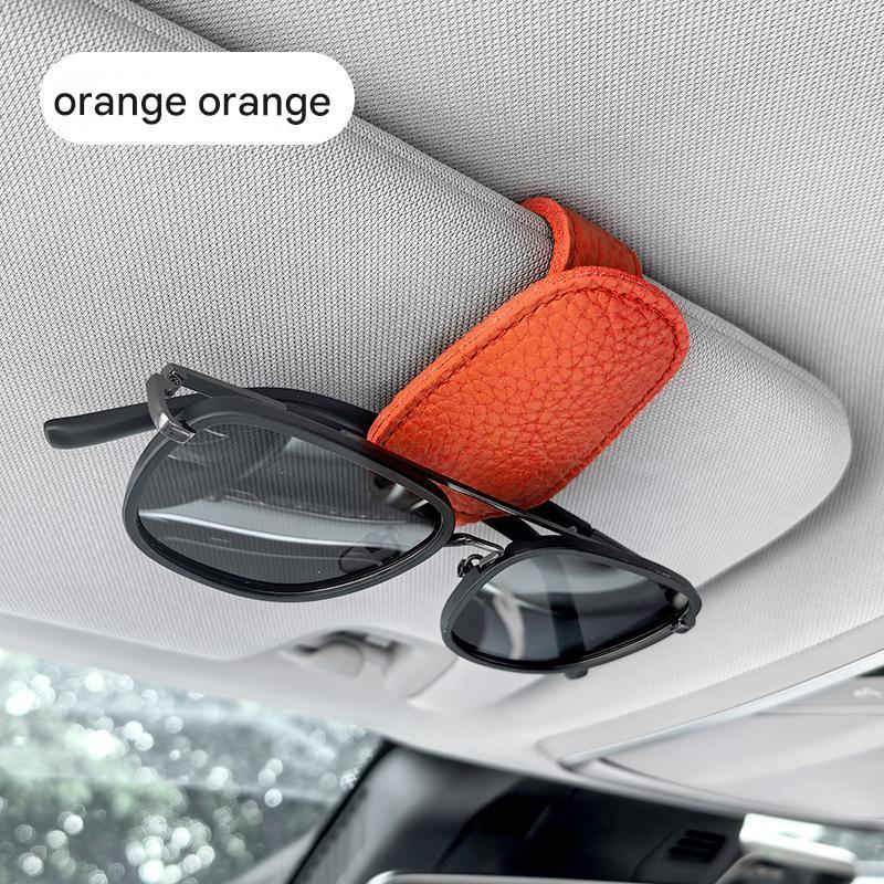 V888-ELOSUNG12634-212587-00 2pcs Orange Car Sun Visor Glasses Holder - Universal Sunglasses Clip for Secure Storage - Image 1