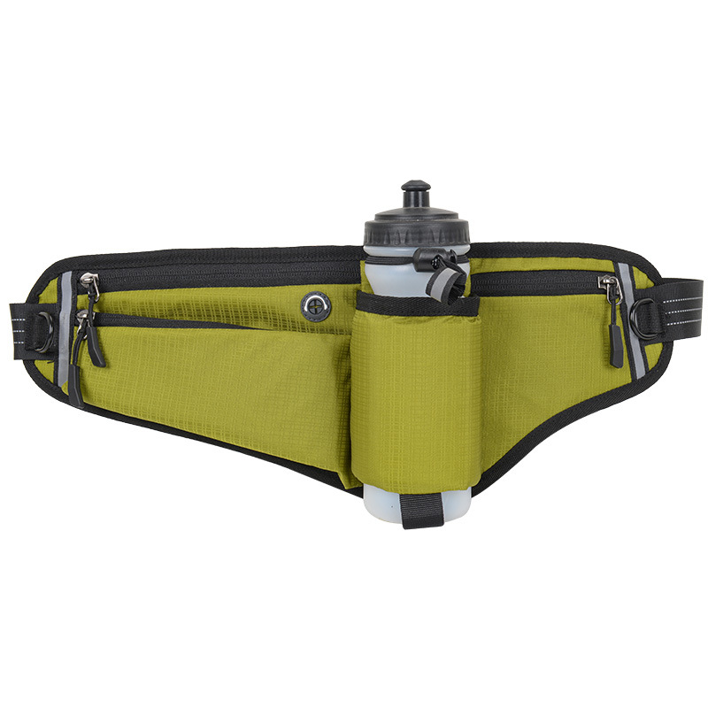 V888-ELOSUNG12754-213017-00 Green Adjustable Running Waist Pack with Water Bottle Holder, Reflective Design, and Multiple Storage Pockets for Outdoor Activities - Image 1