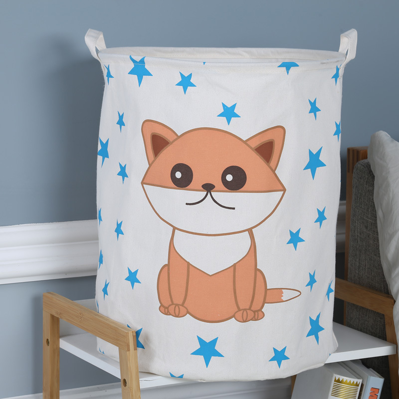 V888-ELOSUNG12799-213378-00 Dog Canvas Laundry Storage Basket with Adorable Animal Designs - Image 1