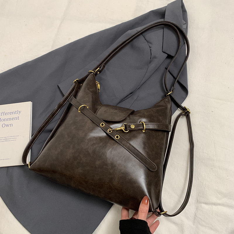 V888-ELOSUNG12842-213536-00 Dark Brown Elegant Faux Leather Shoulder Bag with Adjustable Strap - Image 1