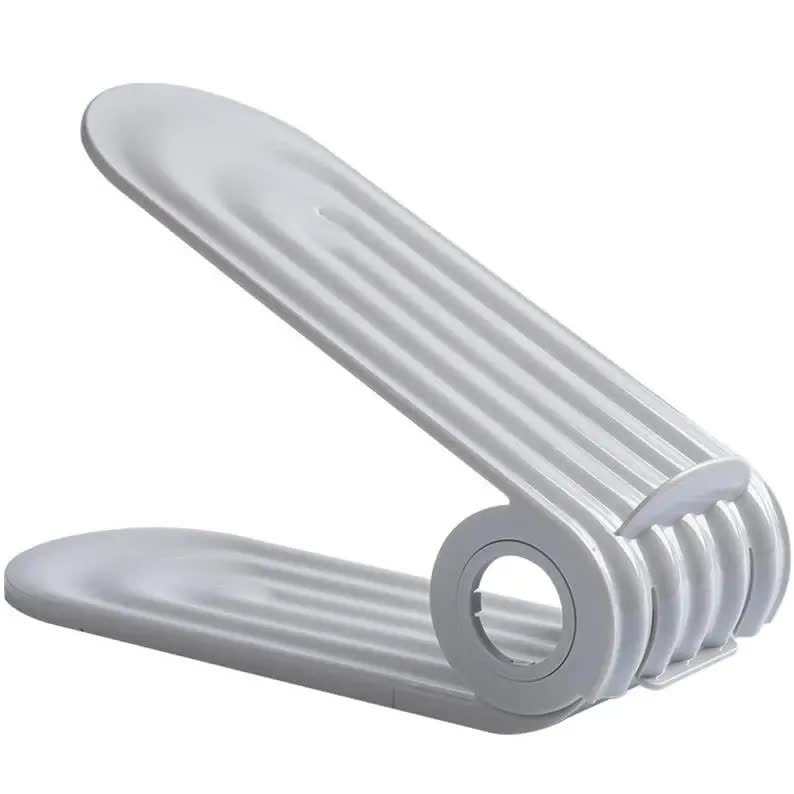 V888-ELOSUNG12937-213948-00 2 PCS Grey Adjustable Shoe Slot Organizer - Space-Saving Shoe Storage Solution for Closet and Shelf - Image 1