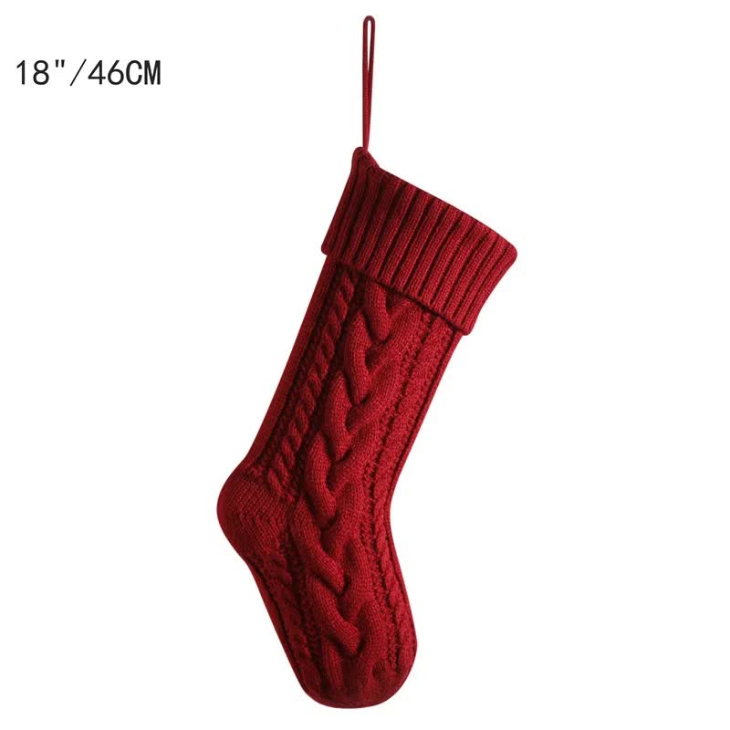 V888-ELOSUNG13000-209959-00 3 PCS Red Knitted Christmas Gift Bag with Decorative Stocking & Color Block Cable Knit - Large Capacity Holiday Gift Bag - Image 1