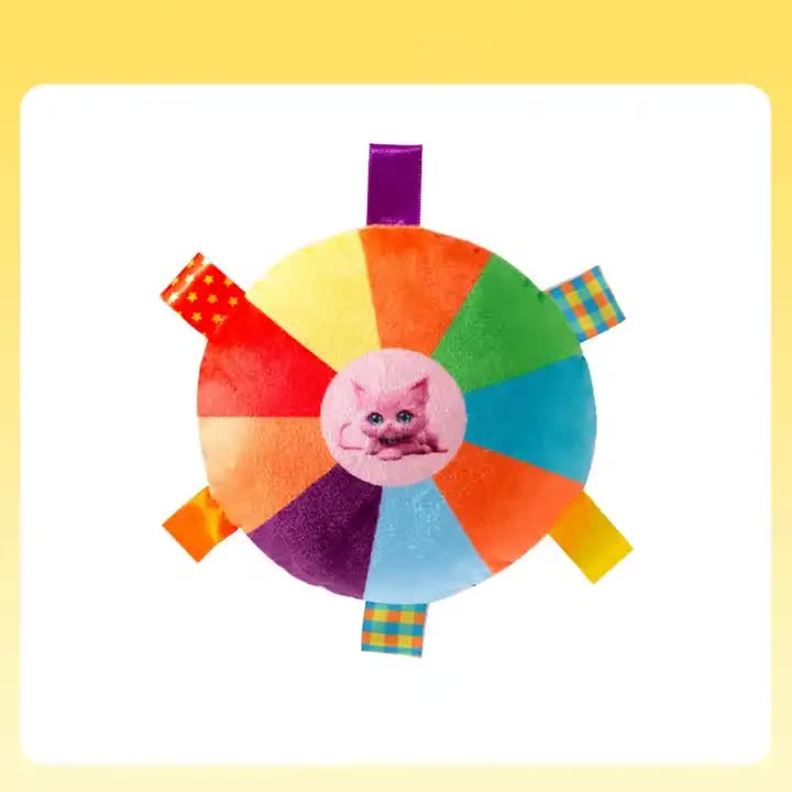 V888-ELOSUNG13028-210091-00 3 pcs cat pattem Plush Dog Chew Toy with Sound | Interactive Frisbee for Teeth Grinding & Play | Durable Non-Toxic Pet Toy - Image 1