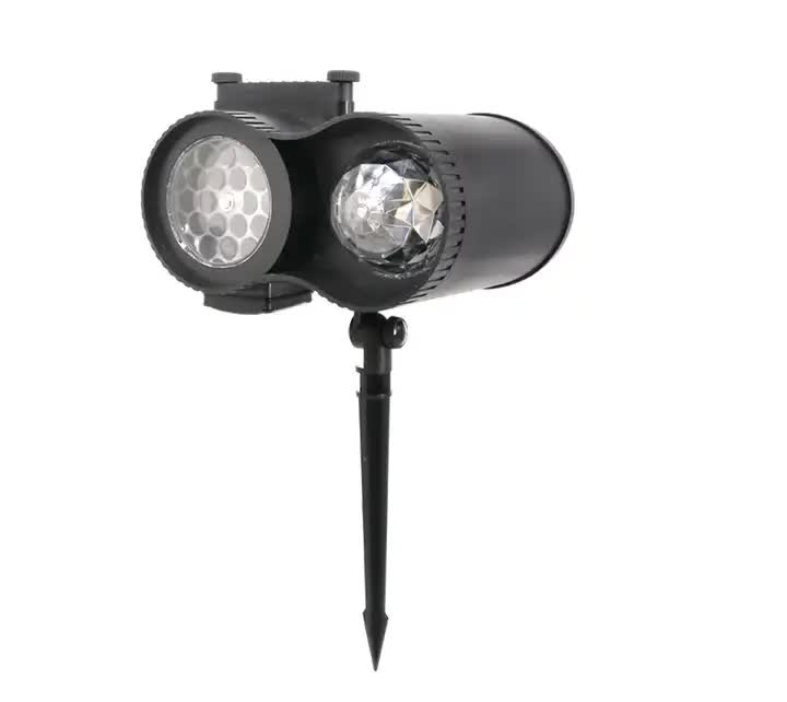 V888-ELOSUNG13053-210206-00 Ground Insert Outdoor Waterproof Lawn Dual-Tube Projection Light - LED Halloween & Christmas Dynamic Water Ripple Animation, Replaceable 12 Slides, Stake or Stand Mountable - Image 1