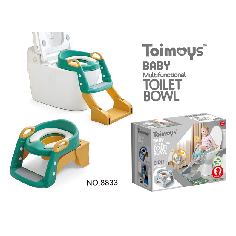 V888-ELOSUNG13113-210337-00 Green Children's Toilet Trainer Seat - Foldable Potty Ladder with Color Box, Easy-to-Use Toilet Seat for Kids - Image 1