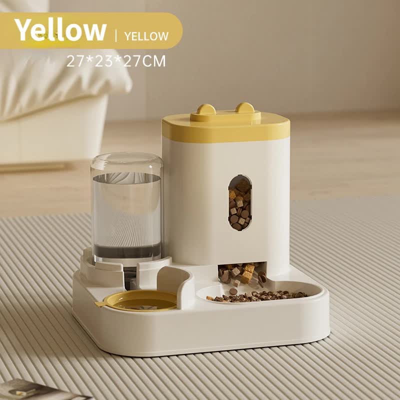 V888-ELOSUNG13236-210646-00 Yellow Automatic Pet Feeder and Water Dispenser - Smart Dog Bowl & Cat Feeder, Universal Pet Feeding Station, Electric Pet Water Fountain - Image 1